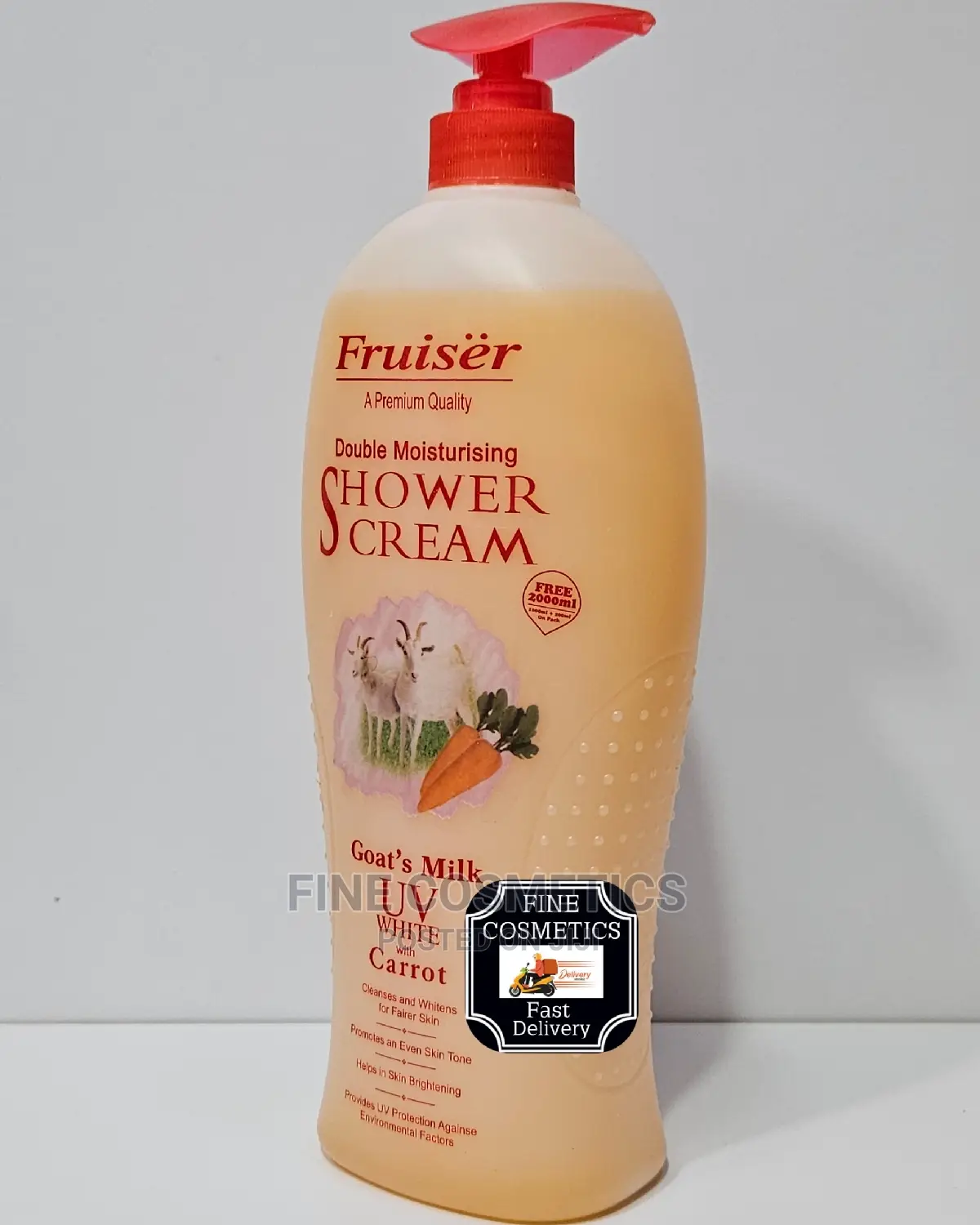 Fruiser Shower Cream Goat Milk UV Whitening Carot Shower Gel