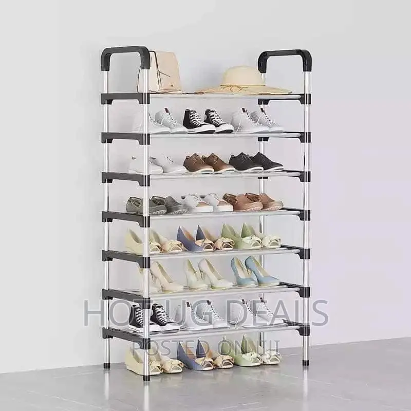 7 Layer Portable Shoe Rack - Black