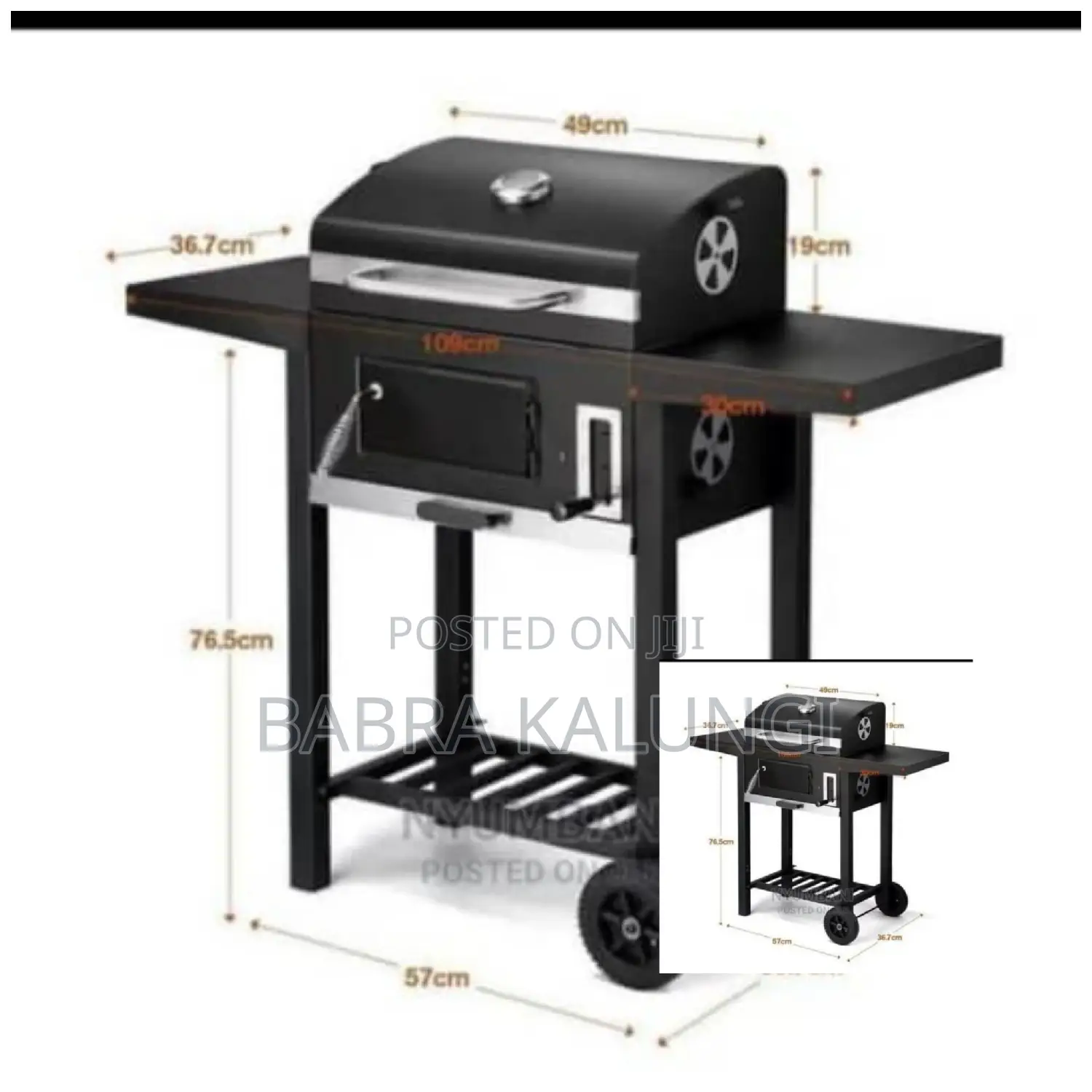 Aluminum Charcoal BBQ Grill Trolley Portable Cooking Grill