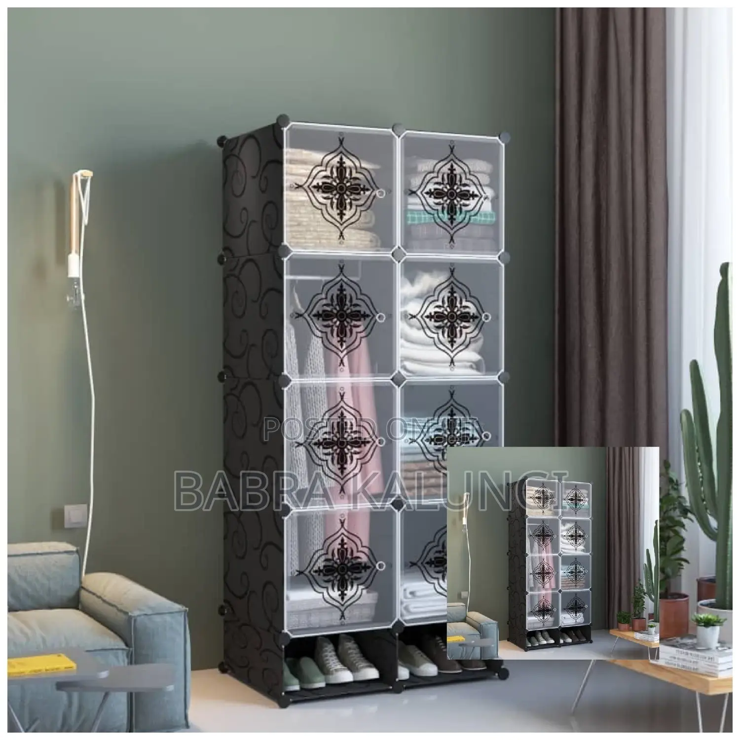 Plastic Wardrobe With 2 Columns and Two Shoe Rack Columns