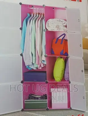 2 Column Plastic Wardrobe 2 Column Plastic Wardrobe- Pink