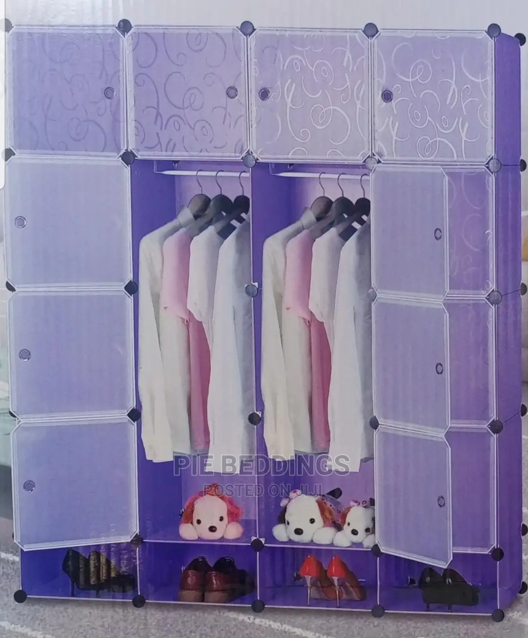 4 Column Plastic Closet With Shoe Rack