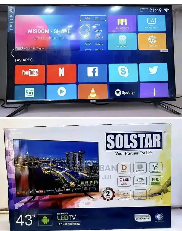 Solster 43 Inches Smart Tv With Free to Air Inbuilt Channels