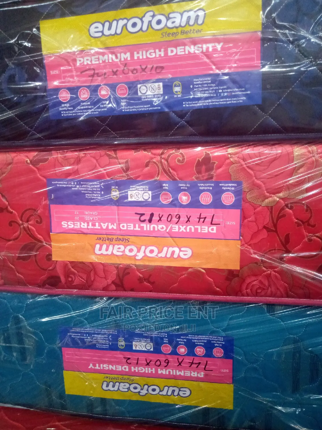 Mattress by Quilted Density.6x6x12.( Red)