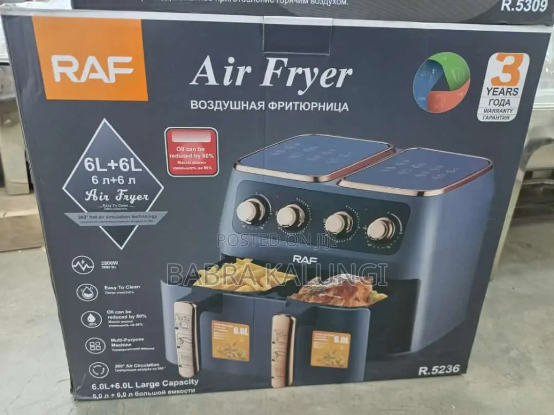 RAF Air Fryer Double 12l(Adjustable Nobes)