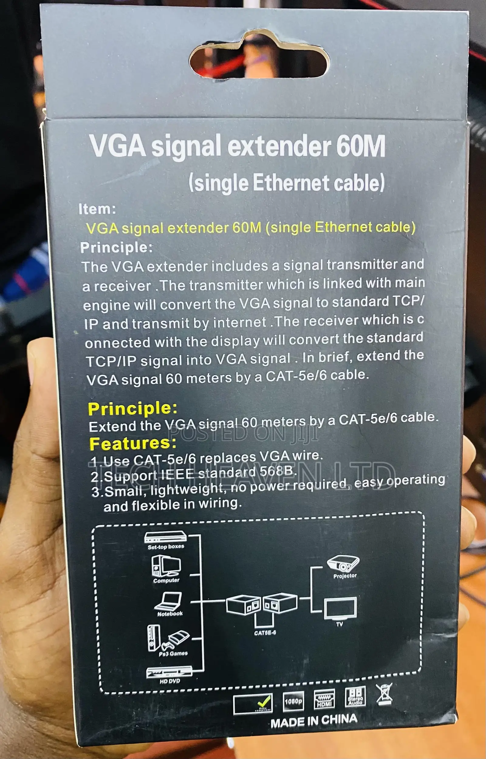60M VGA Extender Via Ethernet
