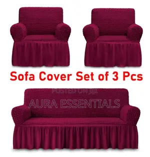 3:2:1 Wine Red Six Seater Elastic Sofa Covers