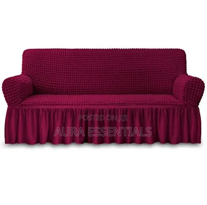 3:2:1 Wine Red Six Seater Elastic Sofa Covers