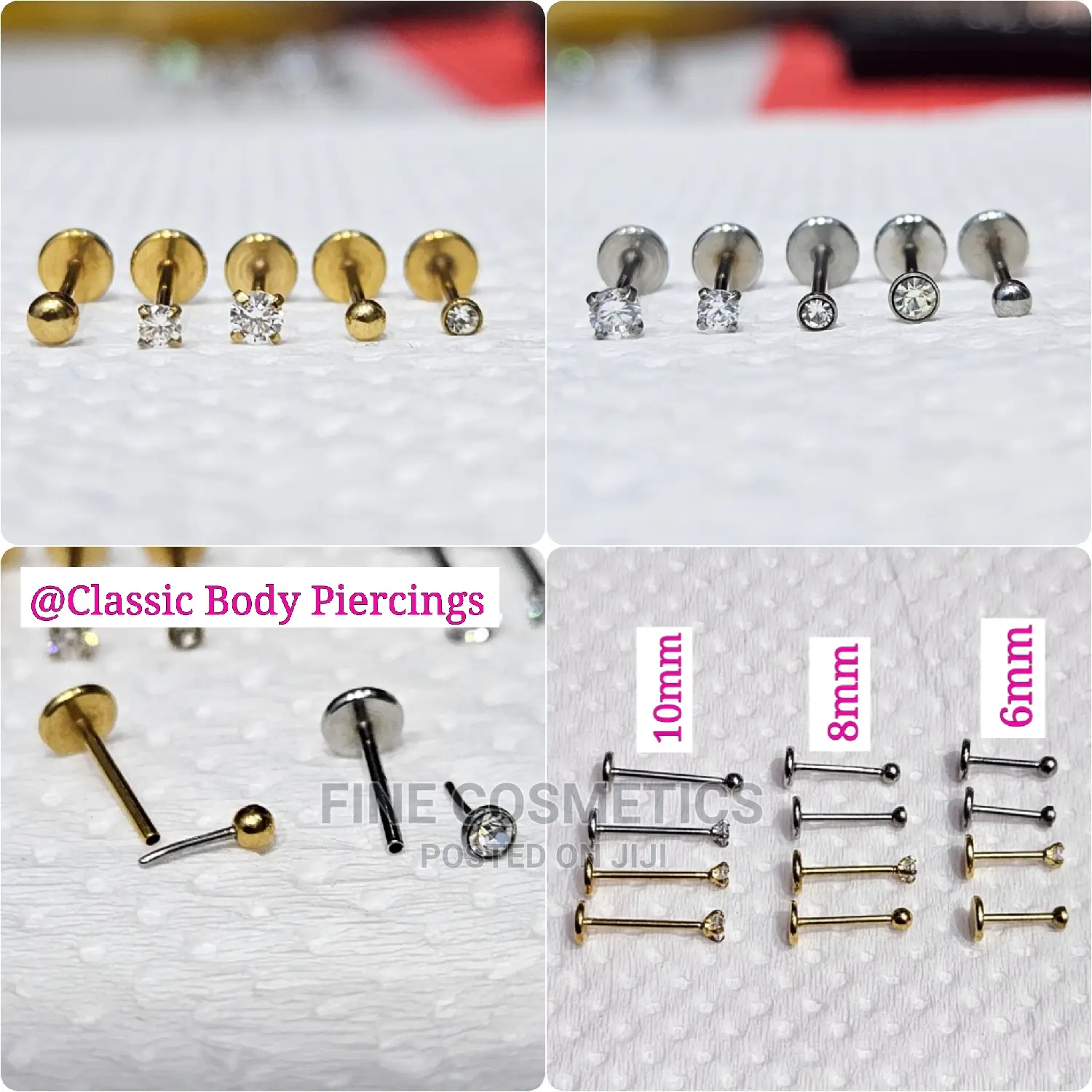 1pc Titanium Nose Pin Threadless Push in Screw Nose Stud