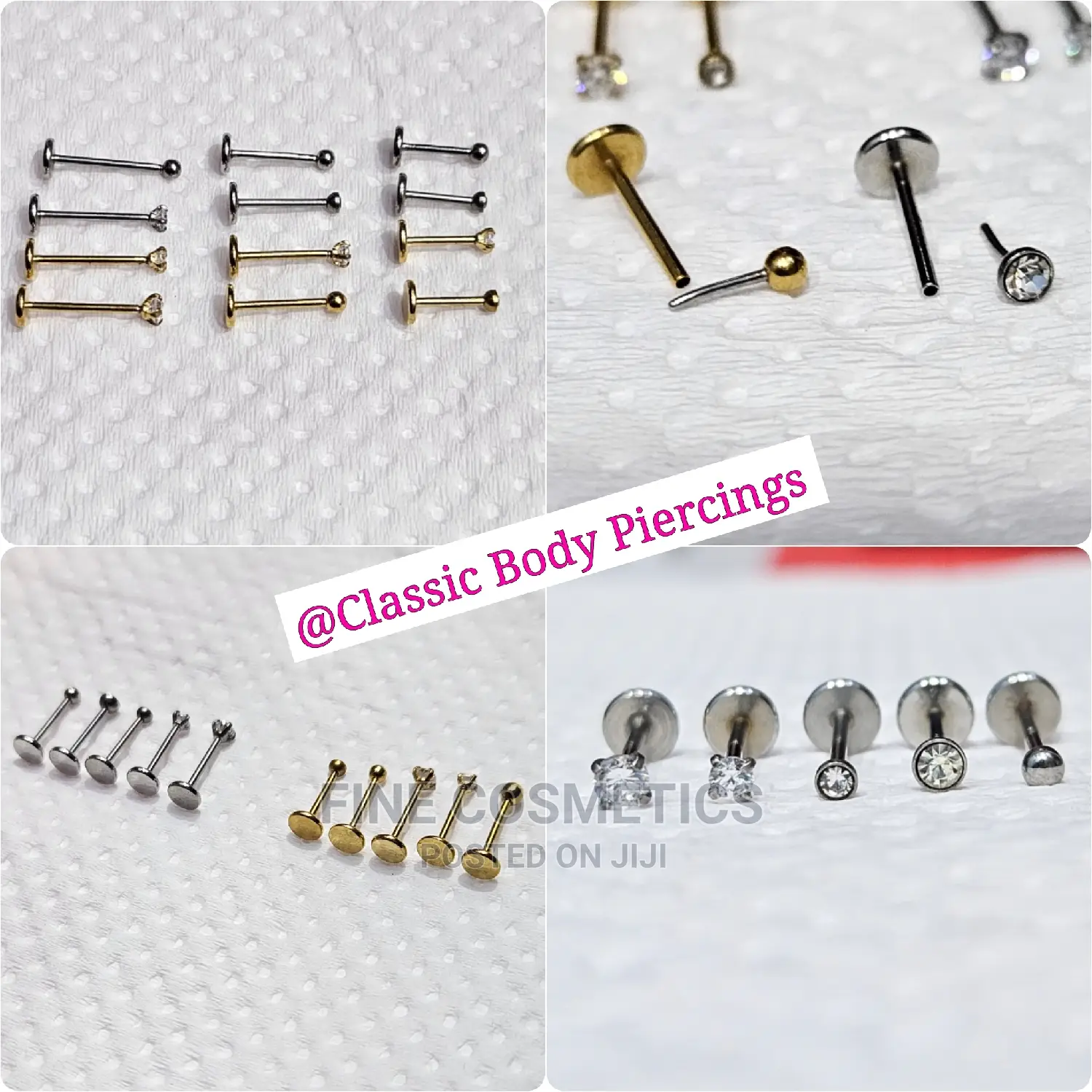 1pc Titanium Nose Pin Threadless Push in Screw Nose Stud