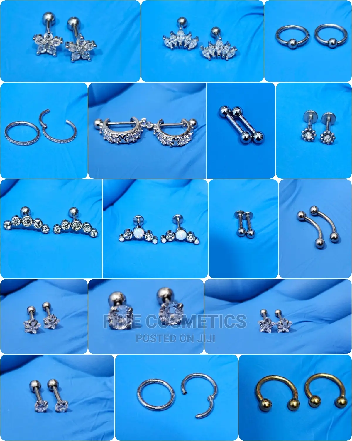 17pairs(34 Earring Set) Silver or Gold Stud Earrings Set
