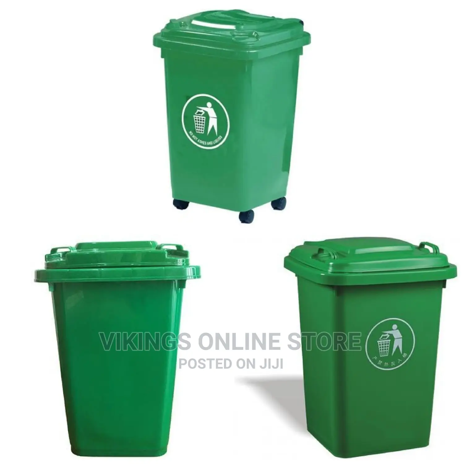 50l Plastic Waste Bin-green