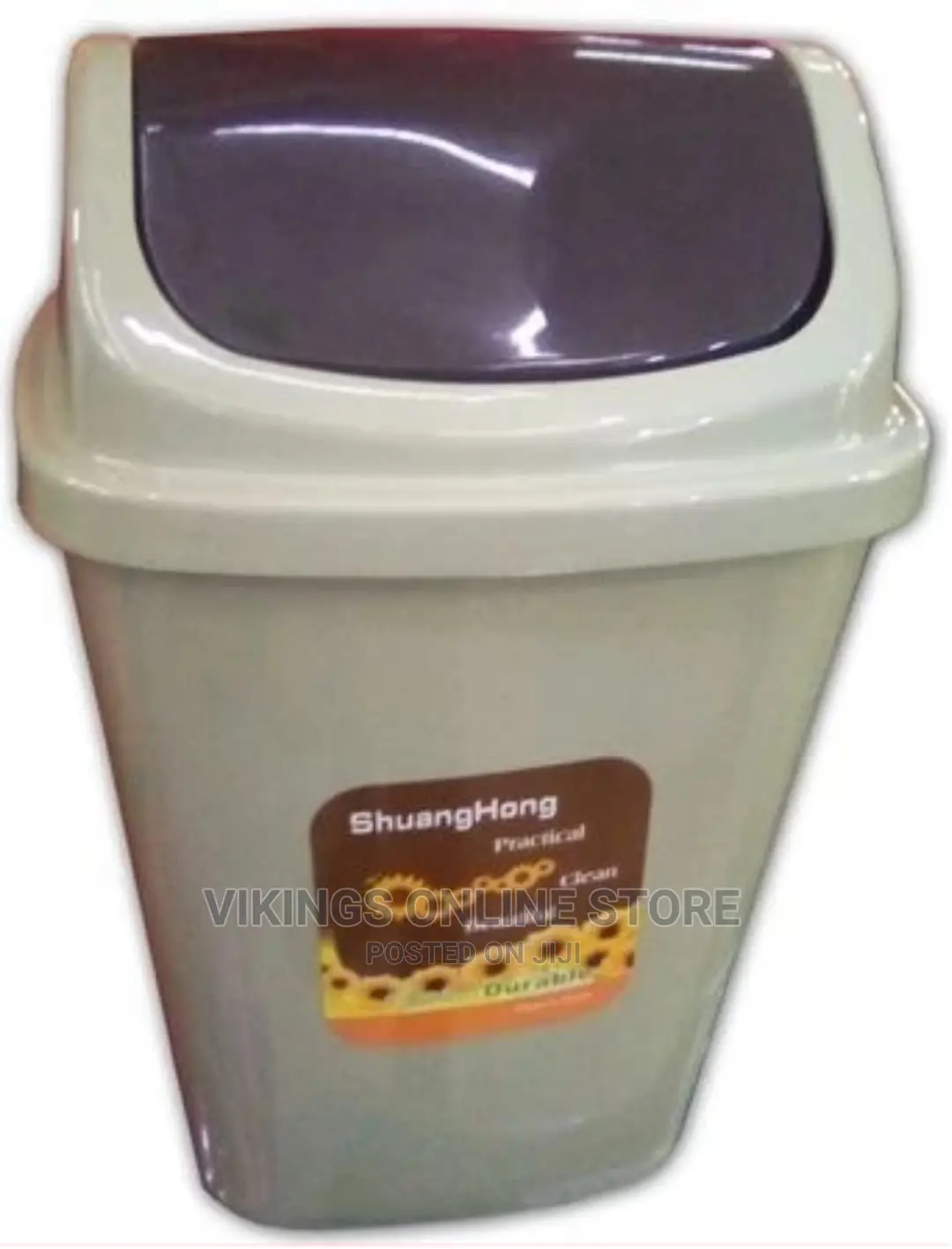 Nice Small in and Out Waste Bin With Its Cover Cream/Grey
