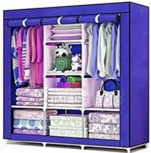 3 Column Wood and Clothe Closet- Blue