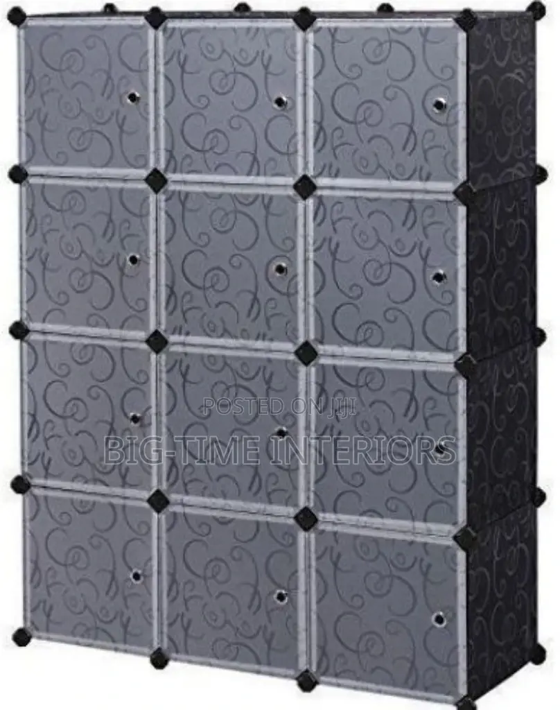 3 Column Plastic Wardrobe-Black