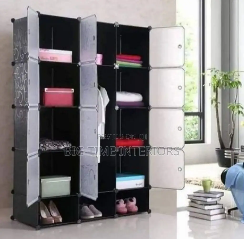 3 Column Plastic Wardrobe- Black