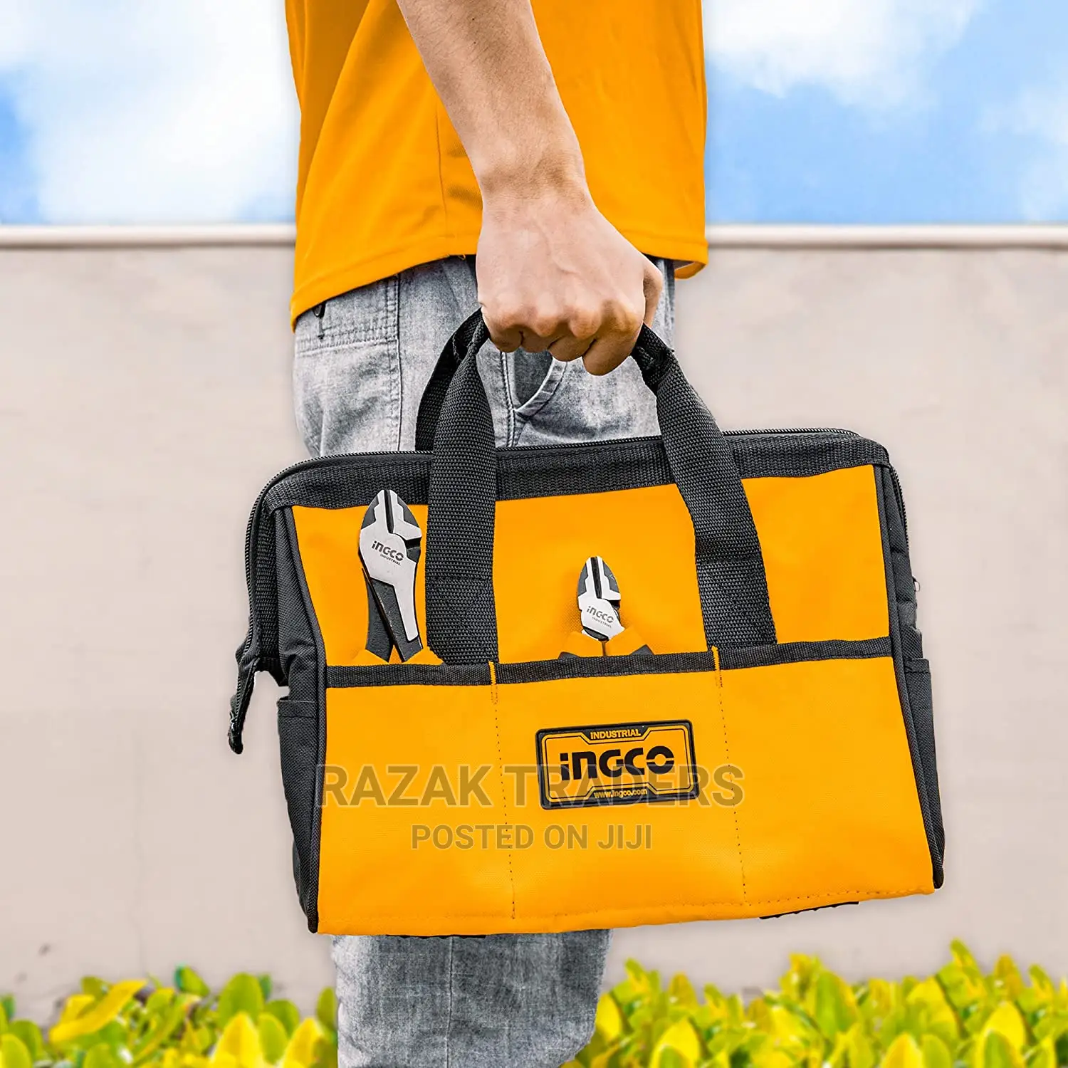 INGCO 13 Inch Tool Bag Organizer 14 Pockets Wide Mouth