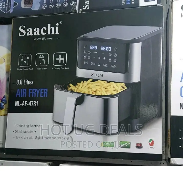 8L SAACHI AIR FRYER With 10 Cooking Functions- Black