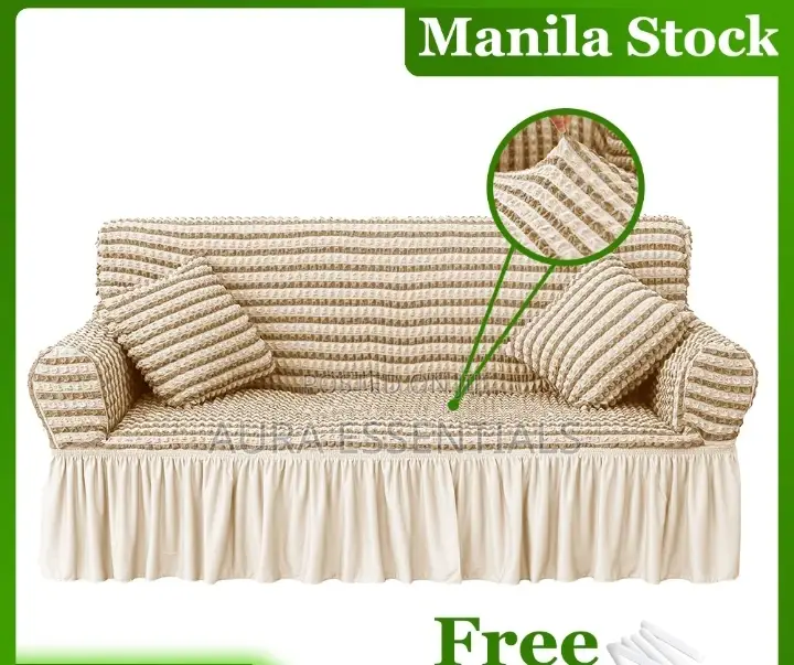 3:1:1 Fiver Seater Double Khaki Elastic Sofa Cover