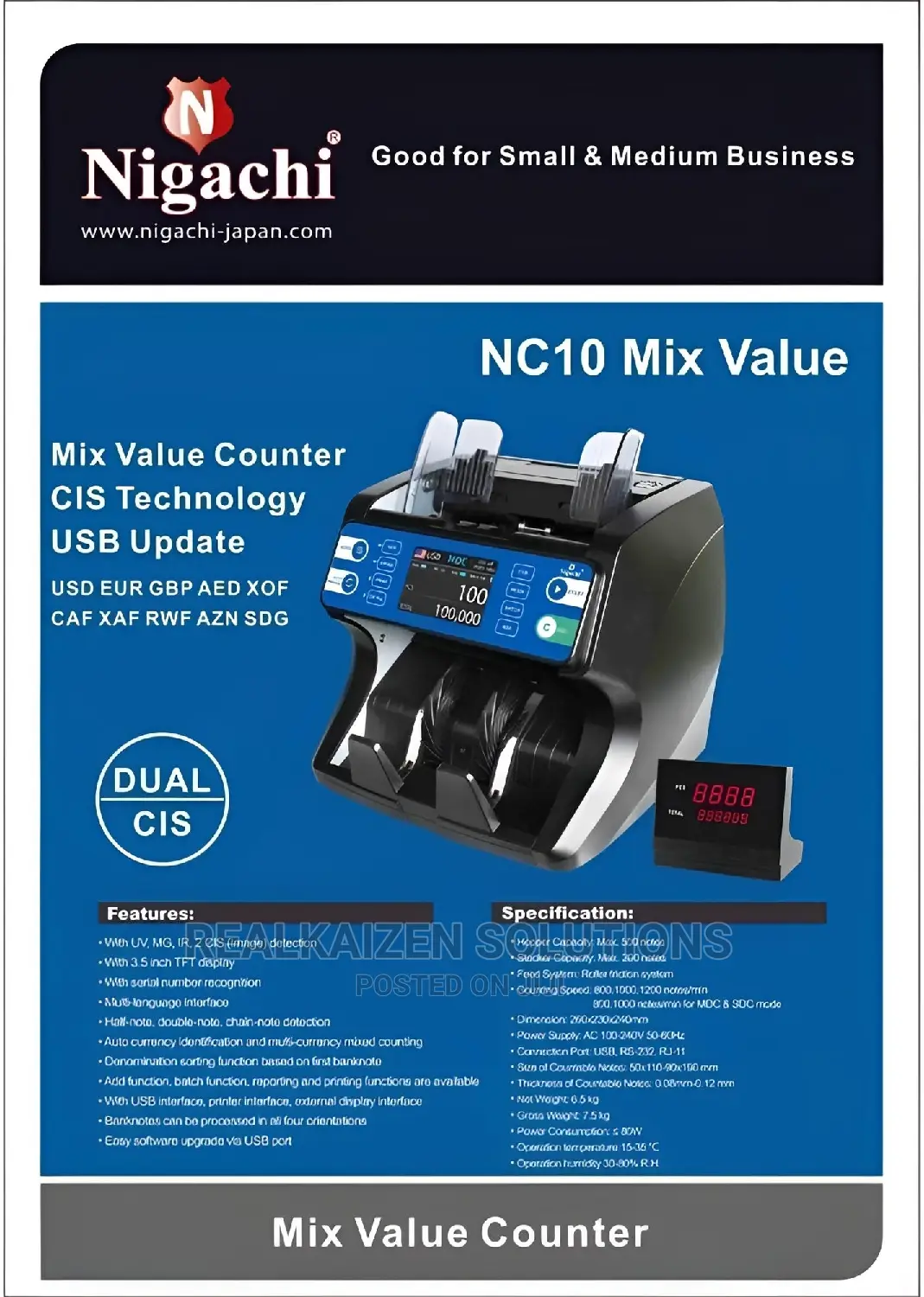 NIGACHI 10mix UV| MG| IR| 2 CIS| Money Bill Counting Machine