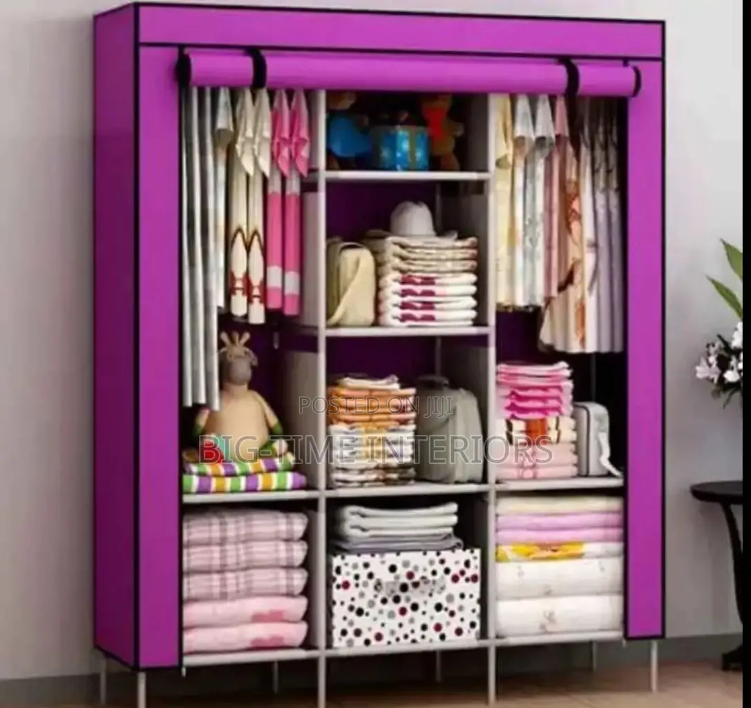 3 Column Wood and Clothe Closet- Purple