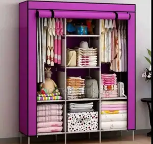 3 Column Wood and Clothe Closet- Purple