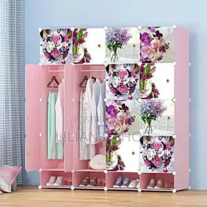 4 Colomn Plastic Closet/ Wadrope With Shoe Rack