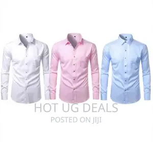 3pcs Men’S Cotton Office Sleeve Shirts - White, Blue, Pink