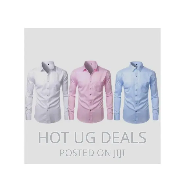 3pcs Men’S Cotton Office Sleeve Shirts - White, Blue, Pink