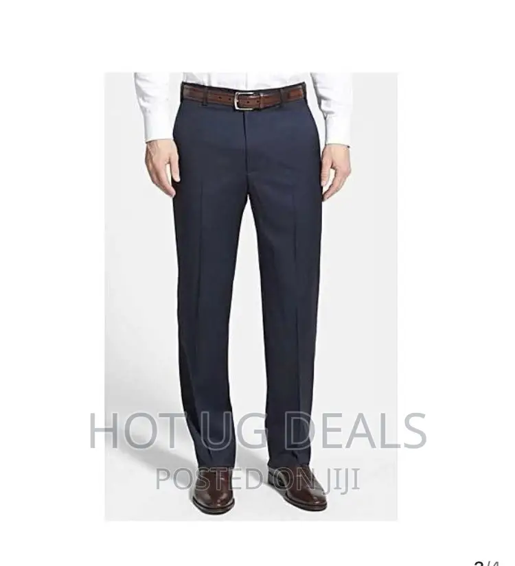 3 Pack of Formal Trousers -Black, Brown and Blue