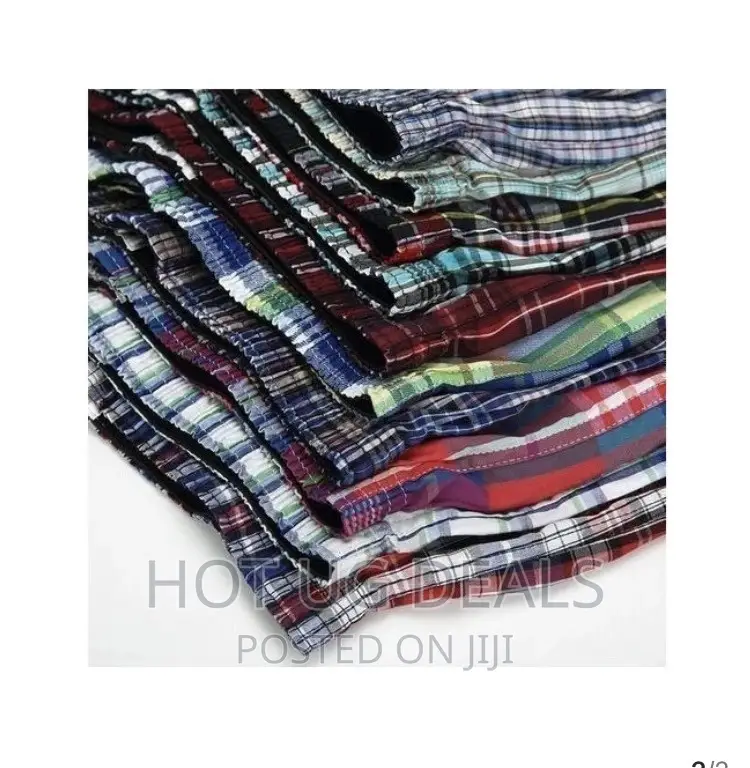 12pcs of Men’S Cotton Checkered Boxers- Multicolored Varies