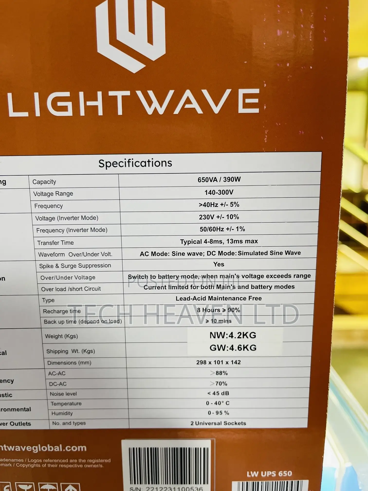 UPS Battery Backup - Lightwave 650va