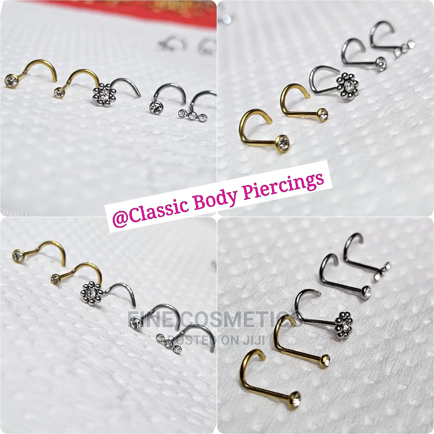 1pc Corkscrew Nose Stud Crystalised Surgical Steel Nose Pin