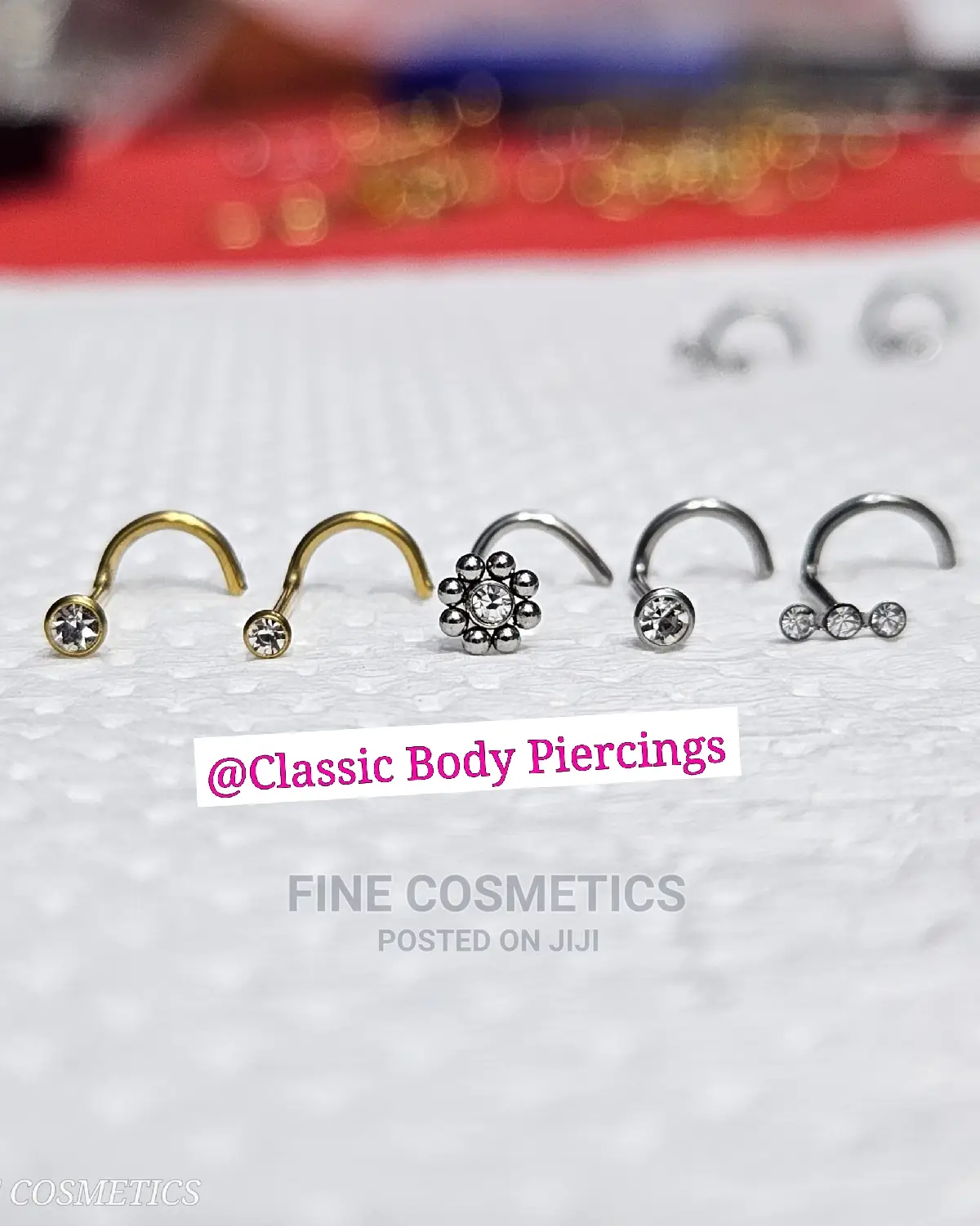 1pc Corkscrew Nose Stud Crystalised Surgical Steel Nose Pin