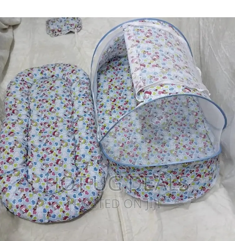 3pcs Baby Mosquito Net With Pillow and Mattress- Multicolor