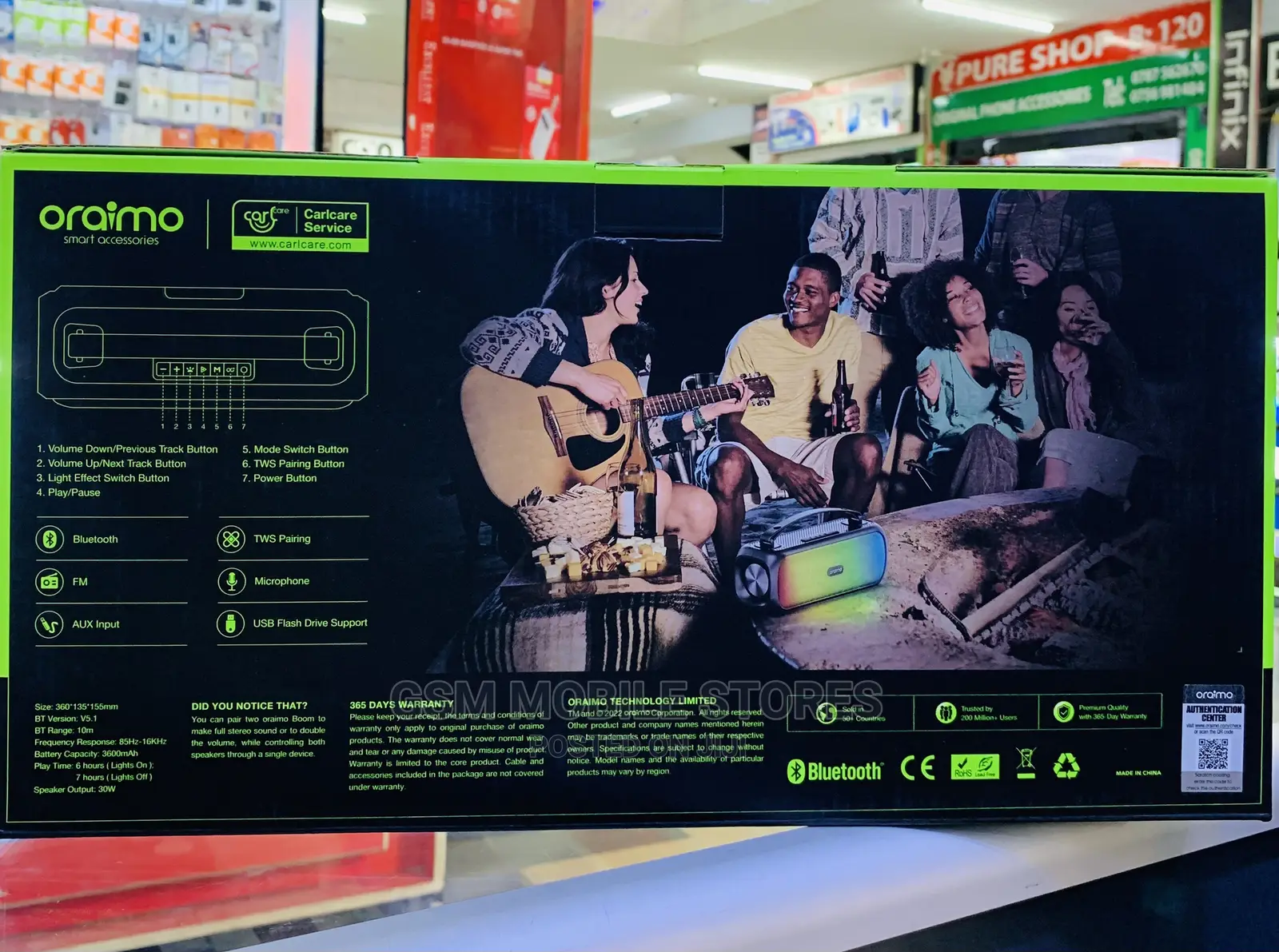 Oraimo Bass Go Boom Dynamic Light Effects Portable Speaker