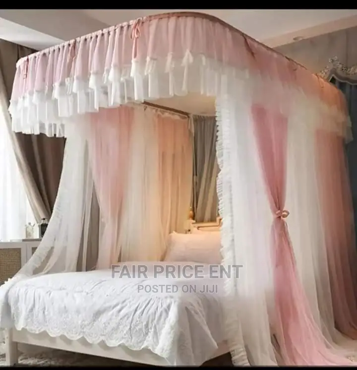 Two Stand Double Rail Mosquito Net.5x6.( White)