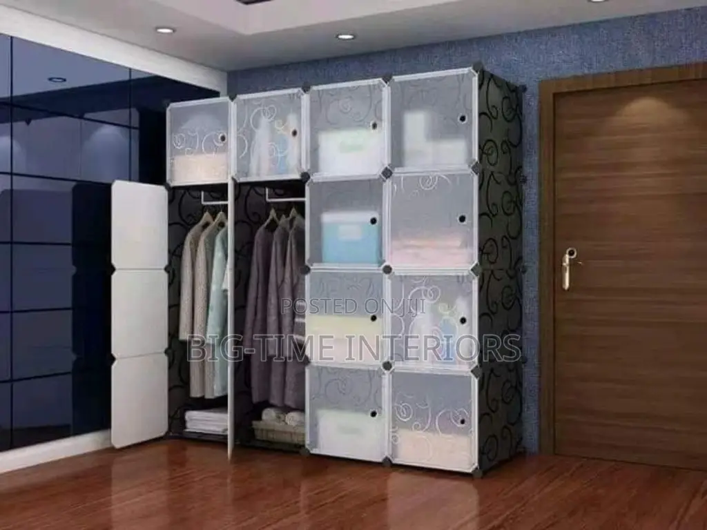 4 Column Plastic Wardrobe-Black