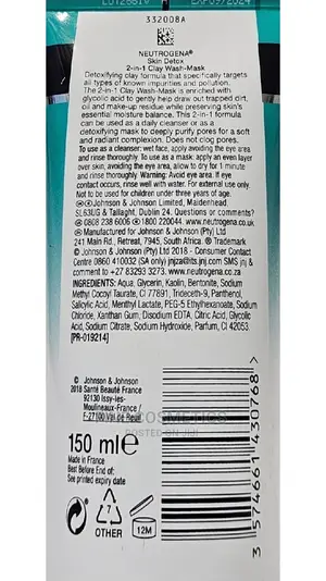 ORIGINAL Neutrogena Skin Detox Clarifyng Clay Face Wash Mask