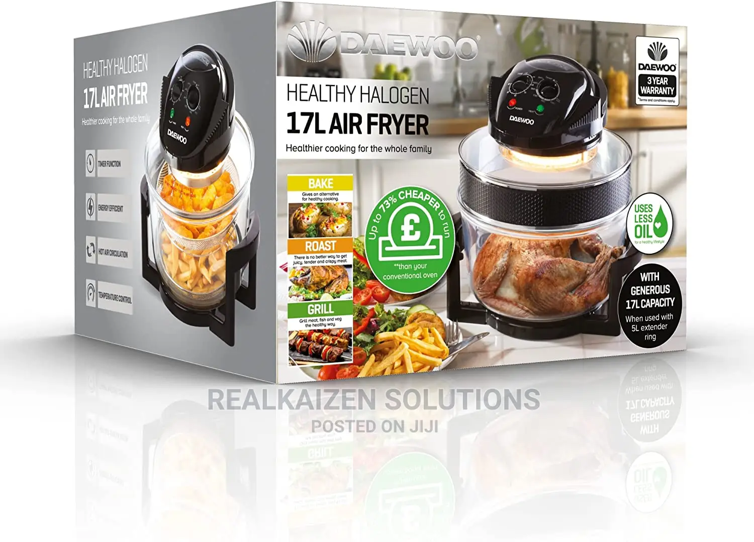 UK DAEWOO 17L Healthy Halogen Air Fryer Bake| Roast| Grill