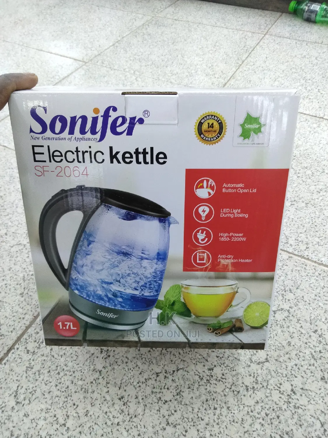 1.7L Glass Electric Kettle (Sonifer)