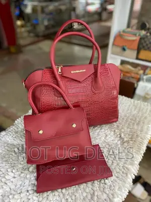 3pc Ladies Classic Handbag- Maroon