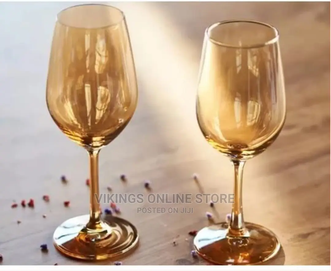 Gold Lead-Free Juice, Wine Glasses- 6 Pieces, Brown