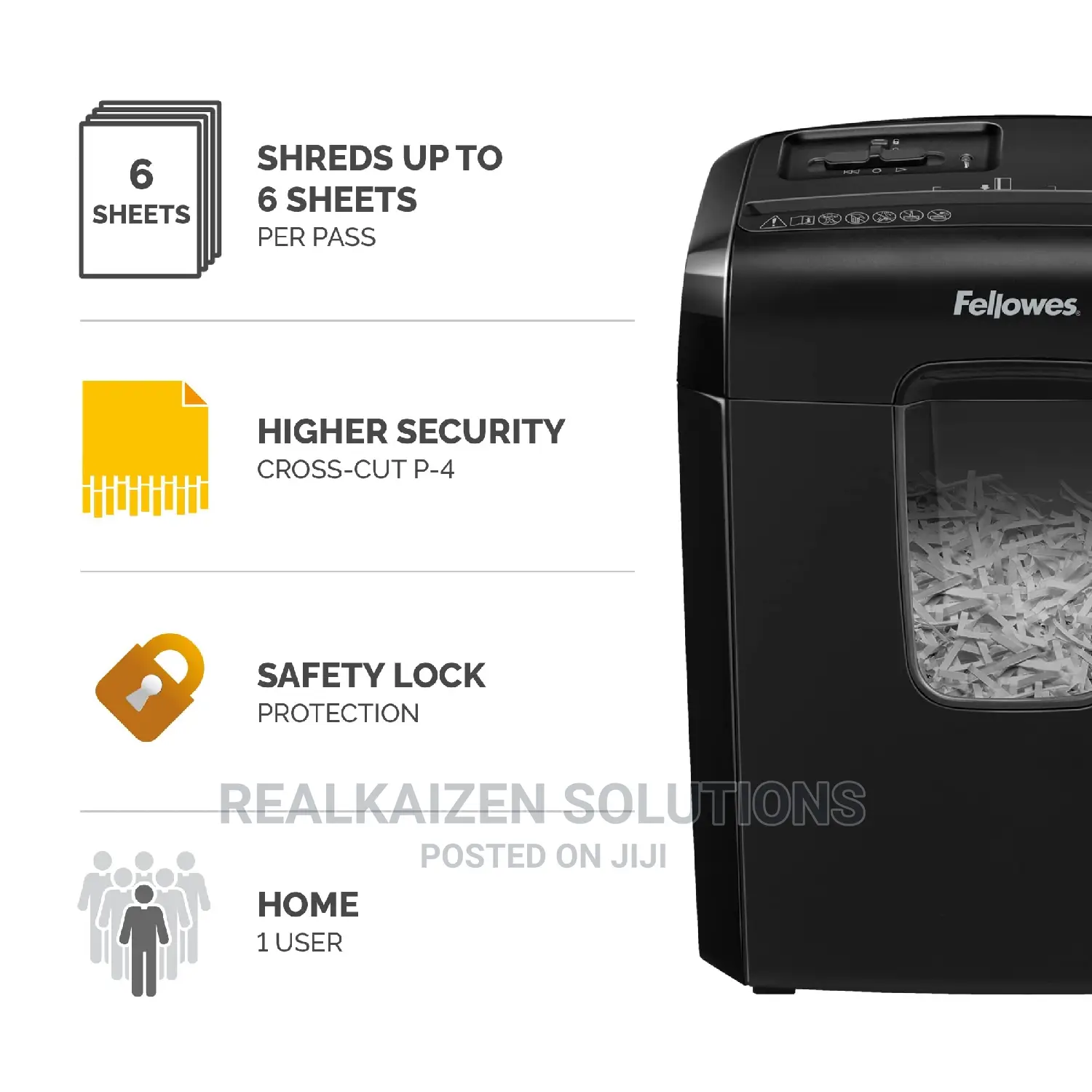 FELLOWES 11L Powershred 6-Sheet Cross Cut Paper Shredder