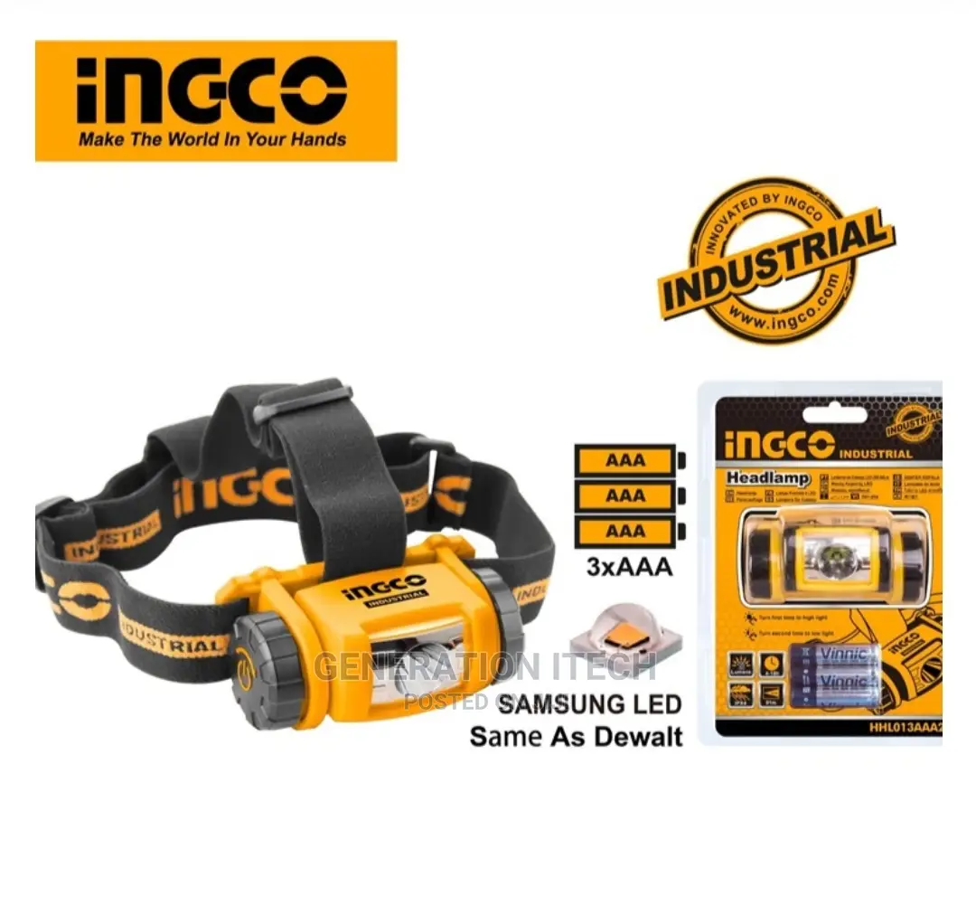 Ingco Head Lamp - Rain Resistant- 200 Lumens