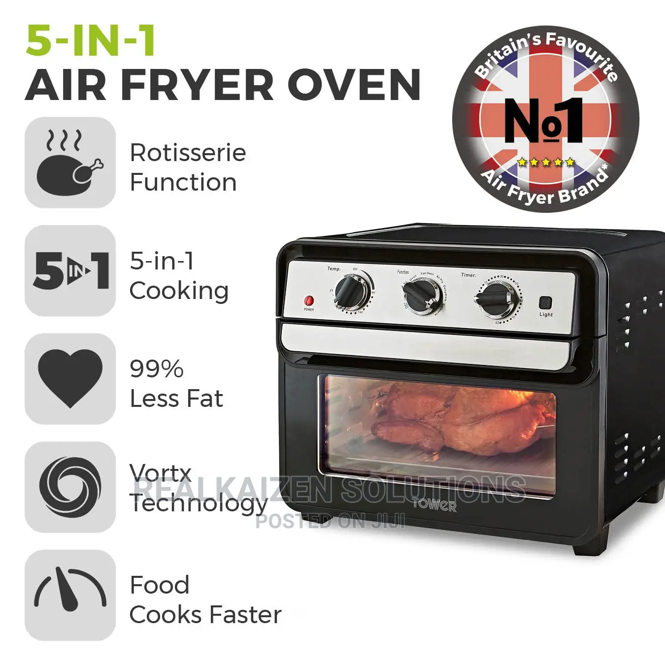 UK TOWER 22L Air Fryer Oven With Rapid Air Circulation 1600W