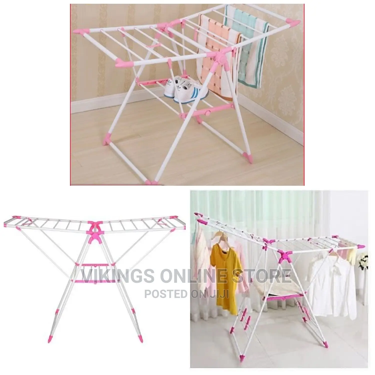 Foldable Drying Clothes Hanger Rack – Pink