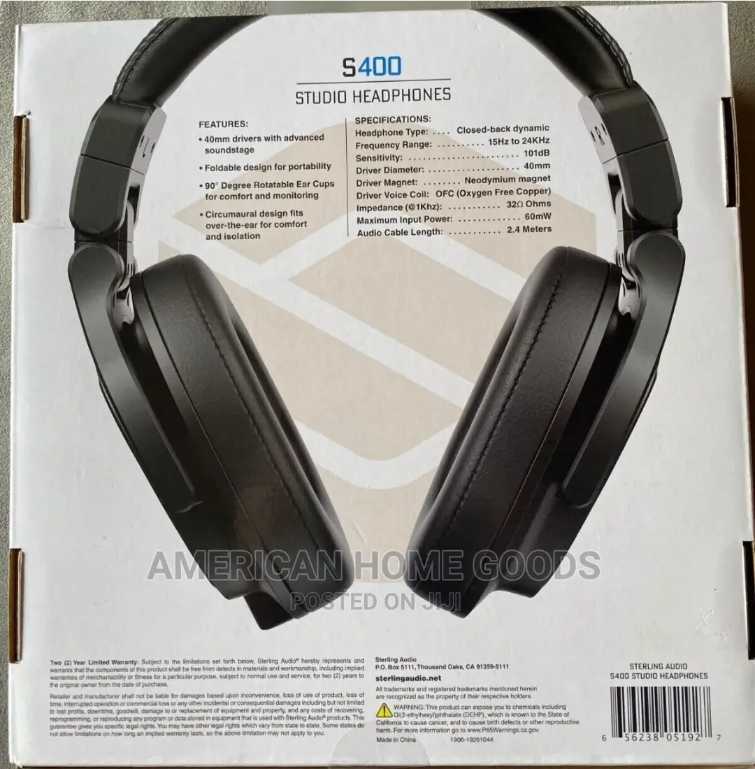 Sterling Audio S400 Studio Headphones 40mm Drivers.