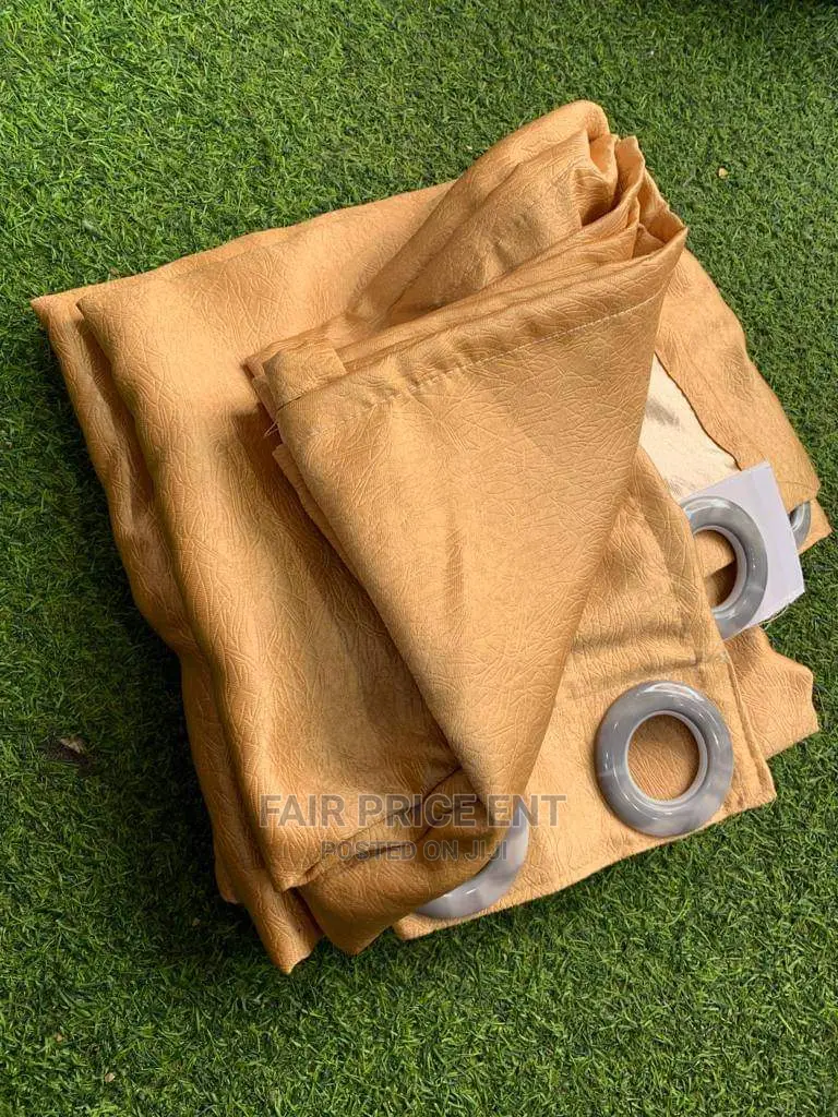 Already Made Ring Plain Curtains.3 Metres.( Gold)