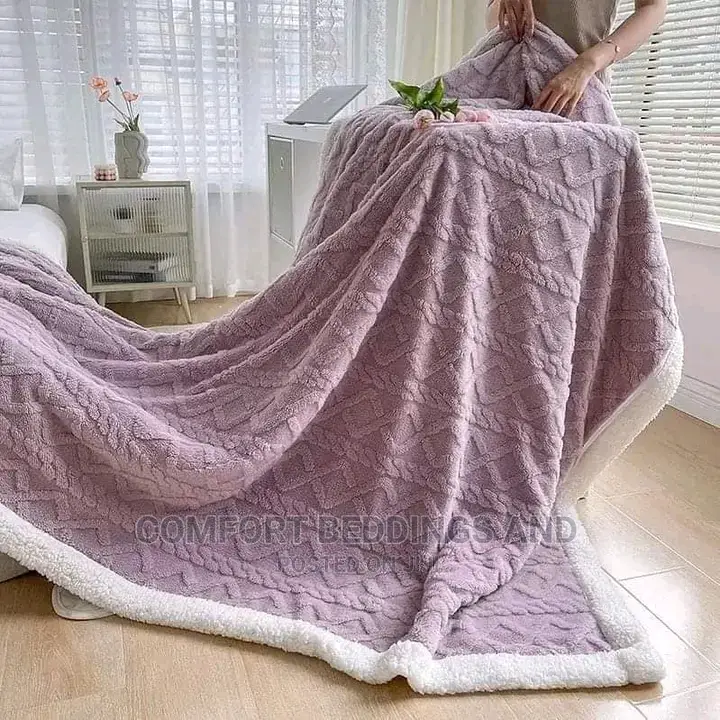 Designed Cotton Fleece Blanket Purple